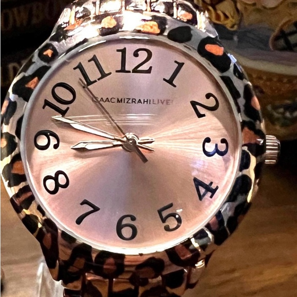Isaac Mizrahi Leopard Pattern Watch - Black and Gold